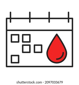 Menstrual calendar icon vector isolated. Period time, blood symbol. Menstruation cycle, regular menses.