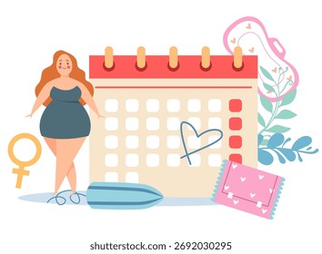 Menstrual calendar isolated concept. Vector flat graphic design illustration