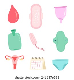 Menstrual Care Essentials Illustration set