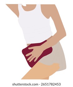 compressa menstrual. almofada de aquecimento, mulher com almofada de aquecimento 