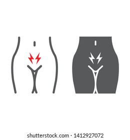 Menstrual Cramps Pain Line Glyph Icon Stock Vector Royalty Free Shutterstock