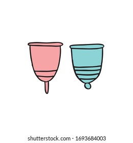 menstrual cup doodle icon, vector illustration 