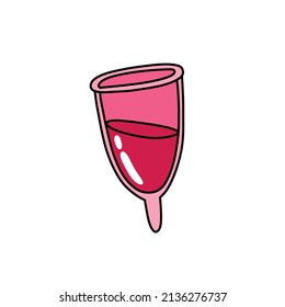 icono del doodle de la taza menstrual, ilustración vectorial