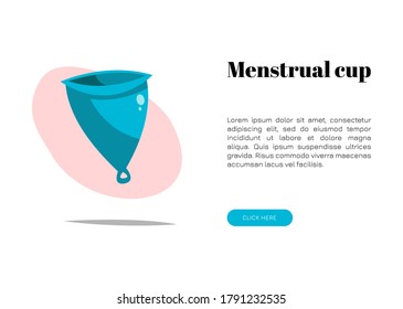 Menstrual cup. Flat vector banner illustration in cartoon style.