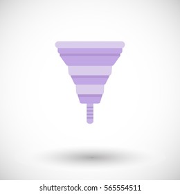 Menstrual cup icon. Flat design of feminine hygiene product with round shadow. Vector illustration