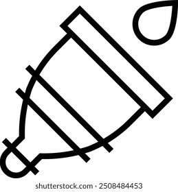 Icono de la copa menstrual. Diseño de estilo lineal delgado aislado sobre fondo blanco