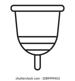 Menstrual cup line icon vector isolated. Sanitary protection for women during menstruation. Organic silicone object.