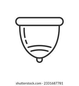 taza menstrual, icono lineal. Línea con trazo editable