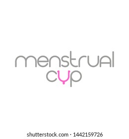 COPA MENSTRUAL. Plantilla de logotipo.  Concepto de producto de higiene íntima femenina y cero desperdicio. 