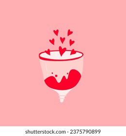 Menstrual cup. Menstruation theme. Period. Feminine hygiene product. Zero waste object. Menstrual protection, feminine hygiene. Hand drawn trendy vector illustration