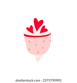 Menstrual cup. Menstruation theme. Period. Feminine hygiene product. Zero waste object. Menstrual protection, feminine hygiene. Hand drawn trendy vector illustration
