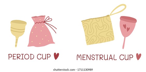 Menstrual cup. Period hygiene product. Vector illustration.