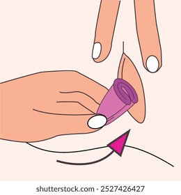 menstrual cup process diagram illustration eps