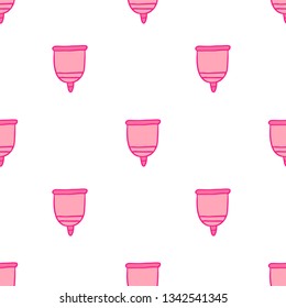 menstrual cup seamless doodle pattern