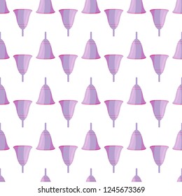 Menstrual cup seamless pattern in flat style. For ads, shop, womans magazine. Vector illustration. 