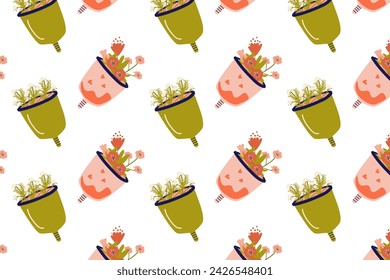 Menstrual cup seamless pattern. Vector illustration isolated. Can used for wrapping paper, woman healthy concept, reusable supplies in periods. 