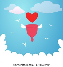 Menstruationstasse und Himmelshintergrund 