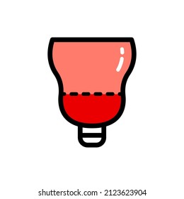 Icono de color vectorial de taza menstrual. Signo de estilo plano para concepto móvil y diseño web. Icono vectorial de taza vaginal. Símbolo higiénico íntimo femenino, ilustración del logo.