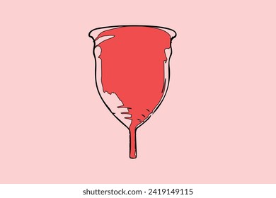 menstrual cup vector illustration on pink background