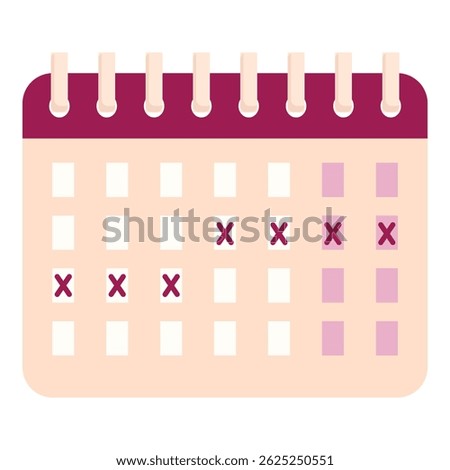 Menstrual cycle calendar is marking ovulation and period days, helping women track their fertility window