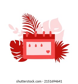 Menstrual Cycle On Calendar Icon Icon Vector