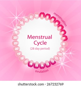 Menstrual cycle. Pink roses petals.