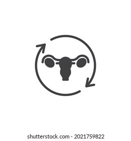 Menstrual cycle vector icon. filled flat sign for mobile concept and web design. Menstruation period glyph icon. Symbol, logo illustration. Vector graphics