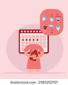 Menstrual Cycle Vector Illustrations – Feminine Health  Wellness. Menstrual period