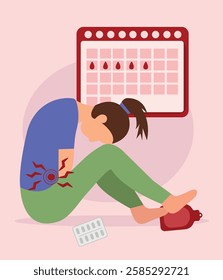 Menstrual Cycle Vector Illustrations – Feminine Health  Wellness. Menstrual period