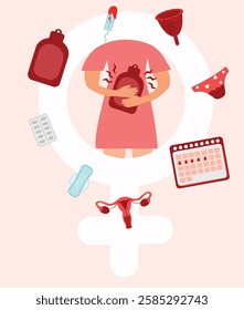 Menstrual Cycle Vector Illustrations – Feminine Health  Wellness. Menstrual period