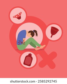 Menstrual Cycle Vector Illustrations – Feminine Health  Wellness. Menstrual period