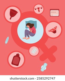 Menstrual Cycle Vector Illustrations – Feminine Health  Wellness. Menstrual period