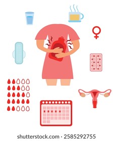 Menstrual Cycle Vector Illustrations – Feminine Health  Wellness. Menstrual period