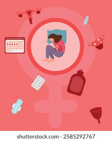 Menstrual Cycle Vector Illustrations – Feminine Health  Wellness. Menstrual period