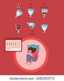 Menstrual Cycle Vector Illustrations – Feminine Health  Wellness. Menstrual period