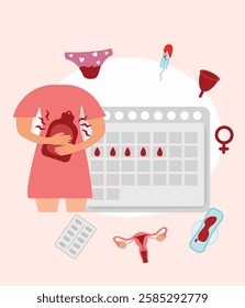 Menstrual Cycle Vector Illustrations – Feminine Health  Wellness. Menstrual period