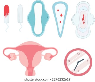 Menstrual days menstrual set uterus e ilustración vectorial