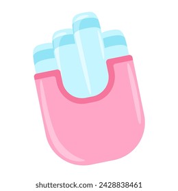 Menstrual gynecological tampon in a case. Women's intimate hygiene item. Simple vector flat illustration.