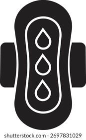 Icono de almohadilla menstrual en estilo plano. Símbolo del producto de higiene femenina que muestra la toalla sanitaria, la servilleta absorbente, la protección del período y la Ilustración vectorial de cuidado de las mujeres aisladas sobre fondo transparente.