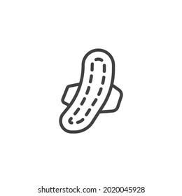 Menstrual pad line icon. linear style sign for mobile concept and web design. Sanitary pad outline vector icon. Symbol, logo illustration. Vector graphics