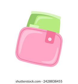 Menstrual period pad in a case. Women's intimate hygiene item. Simple vector flat illustration.