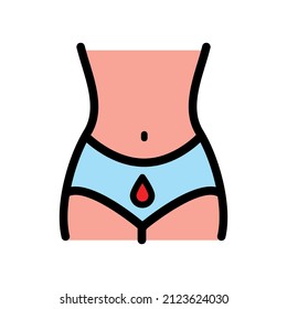 Menstrual period vector color flat icon. Isolated woman body icon illustration in simple style.