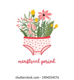 periodo menstrual. ropa interior de mujer. Higiene femenina