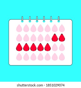 Menstruation calendar flat illustration. Vector stock icon
