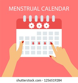 Vektor Stok Menstruation Calendar Flat Style Menstrual Cycle (Tanpa ...