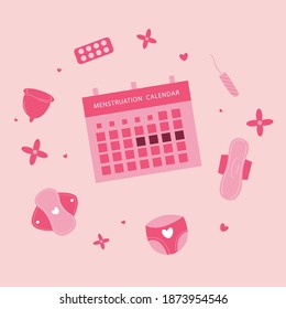 Menstruation calendar with hygiene kit collection