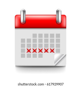 Menstruation calendar isolated photo realistic vector illustration