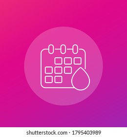 Icono de vector de línea de calendario de menstruación