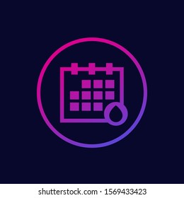 menstruation calendar, menstrual cycle vector icon