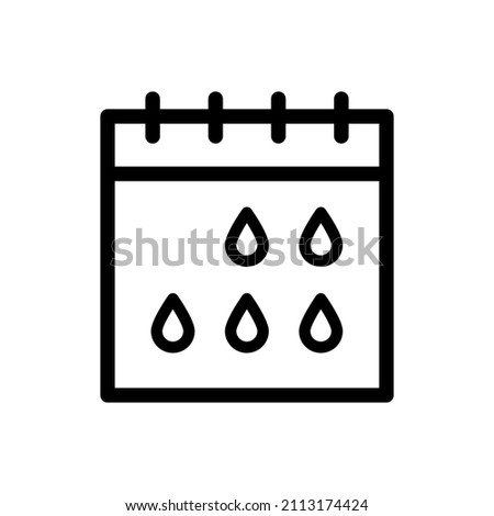 Menstruation Calendar Outline Icon. Concept Menstrual Cycle with Calendar and Blood Drop. Menses and Pms of Women. Reminder Application about Menstruation Period. Vector illustration.